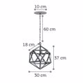 INLIGHT FOTISTIKO OROFIS KREMASTO METALLIKO POLuEDRO MAuRO E27 F30x37cm 4418